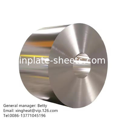 0.15-0.49mm feuille d'étain de tôle de tôle de bobine 1.1/1.1-5.6/5.6 revêtement d'étain feuilles d'étain de tôle de protection durable