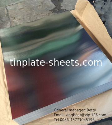 Plaque d'acier sans étain pour la fabrication de canettes Finition brillante Surface argentée Surface de pierre
