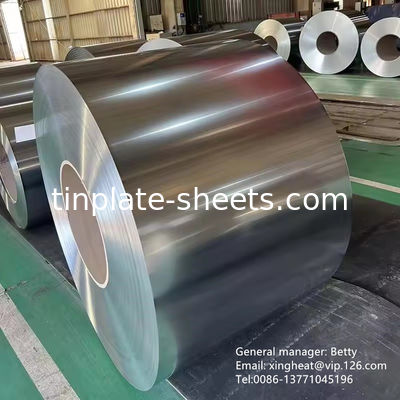 Coil d'étain électrolytique pour feuilles d'étain avec revêtement d'étain 5.6/5.6 et finition de surface mate