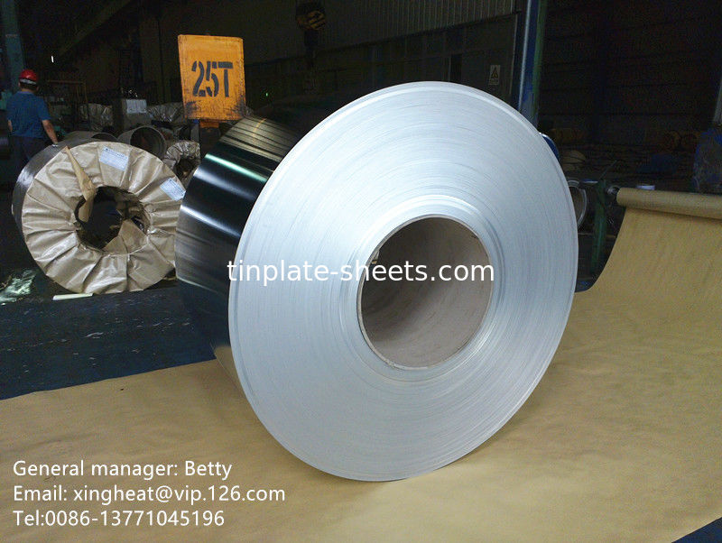 3-8 tonnes de bobine en acier sans étain JIS G3303 Surface de pierre standard Finie T3 T4 T5Temper