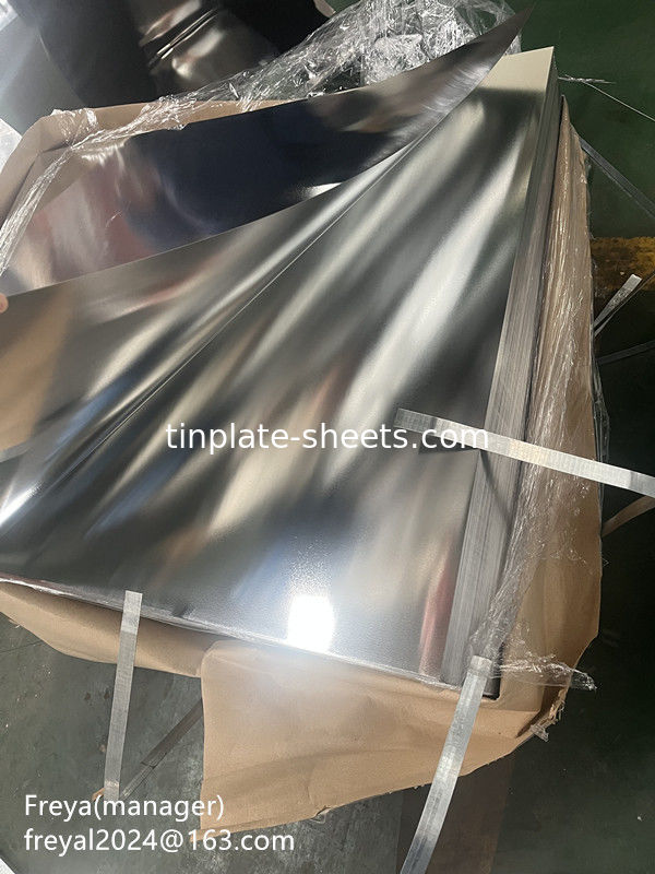 0.15-0.49mm feuille d'étain de tôle de tôle de bobine 1.1/1.1-5.6/5.6 revêtement d'étain feuilles d'étain de tôle de tôle de protection durable